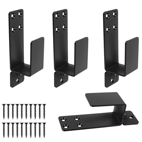 4 Pack Door Barricade Brackets, 2x4 Bar Metal U Brackets Drop Open Gate Holder, Heavy Duty Door Barricade Security Bar for Home Barn Shed Garage Basements Warehouses Backyards Indoor Outdoor