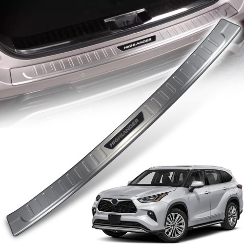 Rear Inside Bumper Sill Plate Guard Stainless Steel Cover Trim Door Tailgate Trunk Lid Protection Compatible for Highlander 2020 2021 2022 2023 2024 2025 20261PC(Sliver)