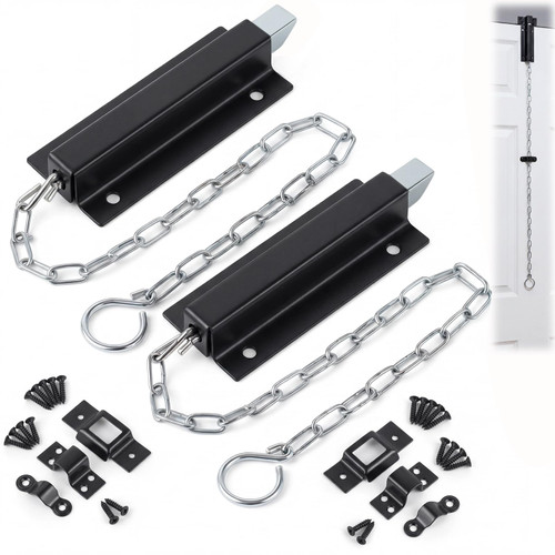 Silkfly 2 Pack 6 Inch Heavy-Duty Chain Bolts Door Locks with 25 Inch Chain Zinc Plated Made of Cold-Rolled Steel with Install Accessories Suitable for Sheds, Barns, Garageand Home Security(Black)