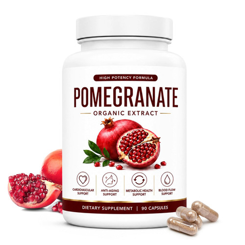 Organic Pomegranate Extract Capsules,Pomegranate Supplement, Supports Natural Energy - 90 Capsules