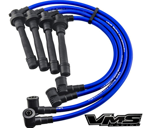 VMS RACING 92-95 Blue Ignition Spark Plug Wires Set Compatible with Honda Civic Dx Lx Cx Ex Si 1.5L & 1.6L Sohc Engines D15 and D16 1992-1995