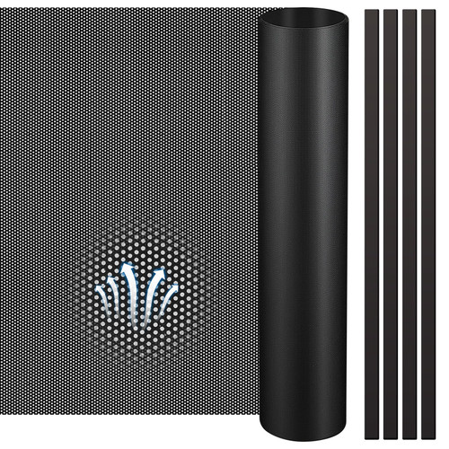Woanger 1 Pcs 1000 x 300 mm DIY PC Case Dust Filter 1.2 mm High Airflow Hole PC Fan Mesh Filter Air Vent Covers PVC Dustproof Cover with 4 Magnetic Strip for Computer Chassis Speaker and More, Black