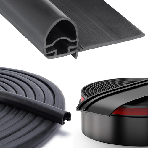 Racewill Combo RV Slide Out Seal Black Rubber 018-312-EKD & 018-341 EK, 1' x 15/16' x 35' D-Seal Wiper & 1/2' x 2.75' x 35’ Seal Base
