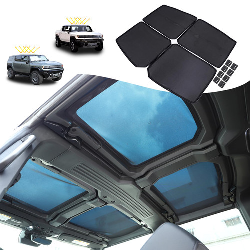 Roof Sunshade for Hummer EV Accessories 4 Glass Visor Sunroof Sun Shade Protection Heat Insulation Top Window Cover UV Blocking Won't Sag for Hummer EV SUV Pickup (Foldable Heat Insulation Film)