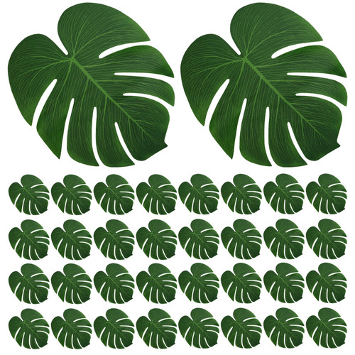 Bcxfbxd 50 Pcs Artificial Palm Leaves Large Leaf Placemats Jungle Theme Party Supplies Tropical Plant Fake Leaves for Hawaiian Luau Party Table Decor