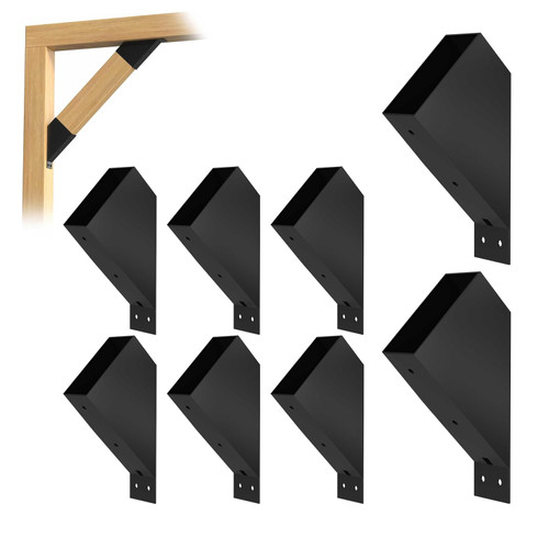ORIGLE 8Pcs 45 Degree Angle Brackets for Pergola Kits - Heavy-Duty Metal Gazebo Brackets & 2x4 Wood Connector, Universal DIY Pergola Bracket Kit with Lumber Compatibility