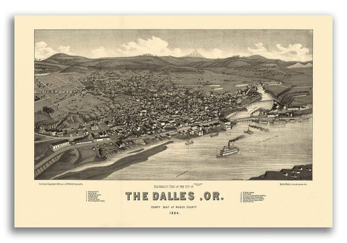 Magnet 1884 The Dalles Oregon Vintage Old Panoramic City Map Magnet Vinyl Magnetic Sheet for Lockers, Cars, Signs, Refrigerator 5" Magnet 1884 The Dalles Oregon Vintage Old Panoramic City Map Magnet Vinyl Magnetic Sheet for Lockers, Cars, Signs, Refrigerator 5"