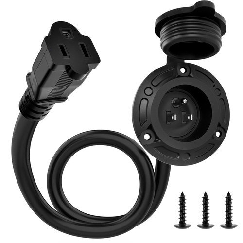 20A 125V Heavy-Duty AC Port Plug RV Shore Power Inlet Socket with 16" Cord