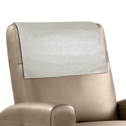 NZDWZDN Recliner Headrest Protector Faux Leather Headrest Cover for Recliner Chair Couch Headrest Cover for Furniture Sofa Protector Chair Arm Covers for Home Office 17 x 27In(Beige)