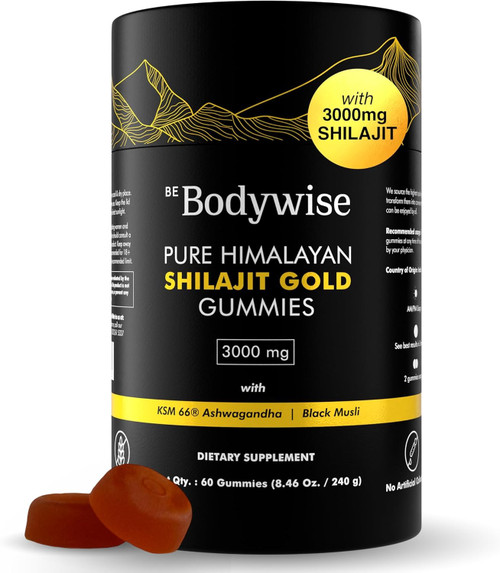 Be Bodywise Pure Himalayan Shilajit Gummies Gold I Lab Tested I No Added Sugar I Ashwagandha, Gokshura| Fulvic Acid & 85+ Trace Minerals I for Men, Women I Non-GMO I 100% Natural & Organic I 60 Gummy Be Bodywise Pure Himalayan Shilajit Gummies Gold I Lab Tested I No Added Sugar I Ashwagandha, Gokshura| Fulvic Acid & 85+ Trace Minerals I for Men, Women I Non-GMO I 100% Natural & Organic I 60 Gummy