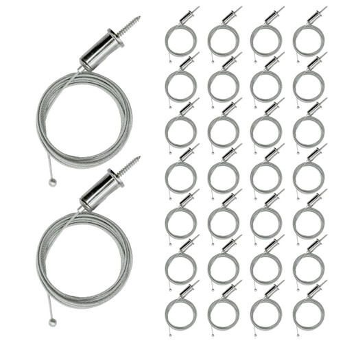 Hexagon Garage Lights Suspension Cables Kit Steel Hanging Chains 1m / 3.28ft, Hex Honeycomb Light Connectors Pendant Light Wire Rope Cable Heavy Duty Chandelier Wire Adjustable (1m 30pcs)