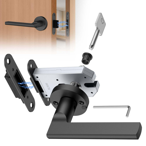 Eegoowa Magnetic Auto-Lock Invisible Door Lock,Hidden Handle,Mini Keyhole