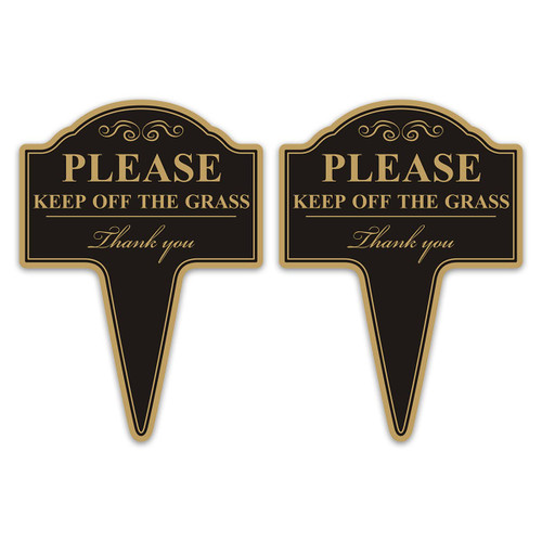 Keep Off the Grass Sign, Yuntarda 2-Pack 10”x14” Stay Off Grass for Yard with Stake Double Sided No Poop Dog Sign for Lawn Easy Install for Outdoor Use
