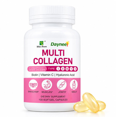 Wins Town Multi Collagen Peptides Supplements for Women & Men, 100 Softgels