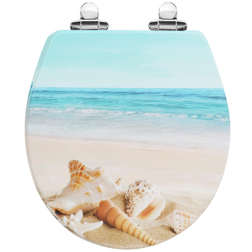Angol Shiold Toilet Seat ROUND Molded Wood 16.5Inch(Beach)