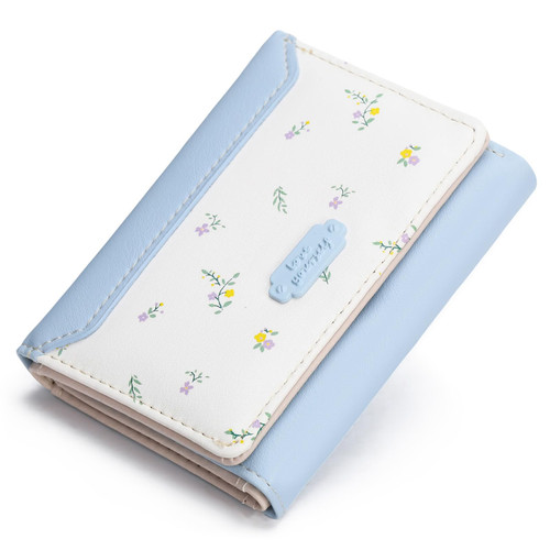 GAEKEAO Small Wallet Women Vegan Leather Girls Cute Wallets Ladies Mini Trifold Card Holder Floral Pattern with ID Window Purse