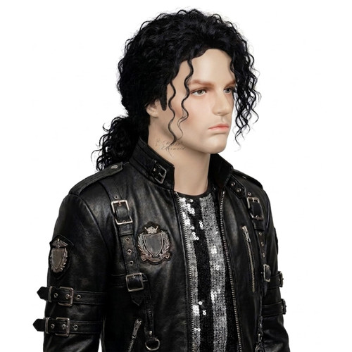 Wiggy Mermaid Black Mullet Wig for Men Long Black Curly Wig 70s 80s Rocker Star Punk Hair Wigs for Halloween Costume Party Performance Cosplay