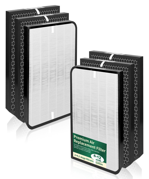 6 Pack AD5500 Replacement Filters Compatible with AirDoctor 5500, 5000, and 5500i Air Purifiers, with 2 Main Filters and 4 Activated Carbon Filters Set, Mode ADF5005, ADF5006