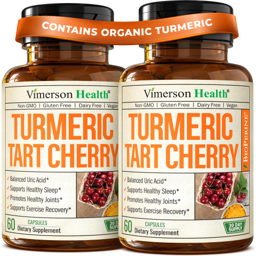 Tart Cherry Capsules with Turmeric 600mg for Uric Acid & Joint Health 2Pack