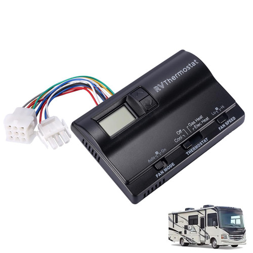 RV Upgrade 6536A3351 - Digital Heat/Cool Thermostat - Compatible with Coleman Mach, Two-Stage Digital Thermostat, Wall-Mounted Black/White - #6536A3351 (Black)