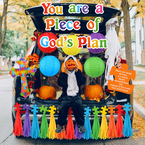 Glooglitter 51 Pcs Halloween Christian Trunk or Treat Car Decorations Kit