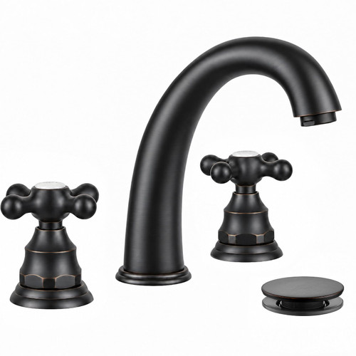 gotonovo Widespread Bathroom Sink Faucet 3 Hole Oil Rubbed Bronze,H&C Label