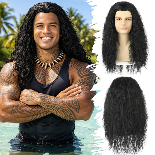 Wallden Hair Black Long Curly Wig for Women and Men Fluffy Mad Funny Wigs for Movie Cosplay Costume Party Halloween（Black）