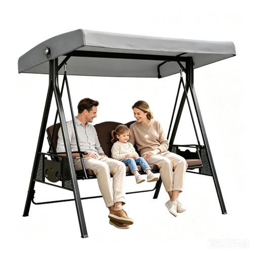 Swing Canopy Replacement Cover, 3 Seat Waterproof Outdoor Swing Covers for Outdoor Patio Swings, Universal Fit Garden Backyard Furniture Covers Porch Swings Canopy Replacement Top (Gray, Large)