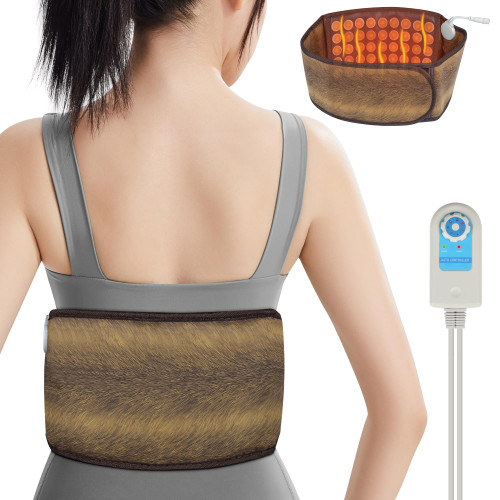 Infrared Heating Pad, Far Infrared Natural Jade Heating Pad, Auto Shut Off, Adjustable Temperature, Gifts for Women/Men/Dad/Mom (Brown, Belt28)