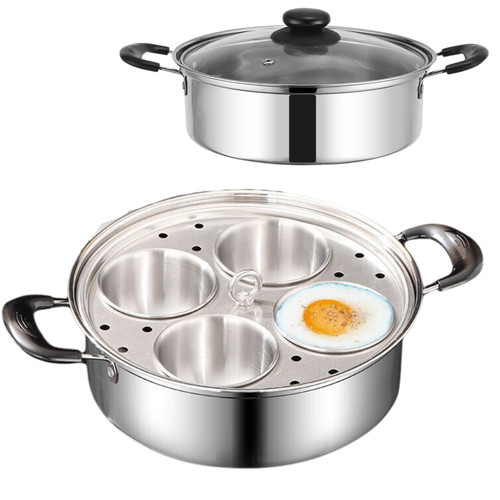 GOVNPJ Egg Poacher Pan, Poached Egg Pan Stainless Steel Egg Pan with 4 Cups Egg Cooker Poached Egg Maker for Kitchen (without coating) GOVNPJ Egg Poacher Pan, Poached Egg Pan Stainless Steel Egg Pan with 4 Cups Egg Cooker Poached Egg Maker for Kitchen (without coating)