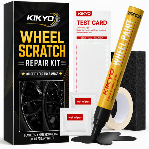 Wheel Scratch Repair Kit for Curb Rash, Gloss Black Rim Touch Up Paint