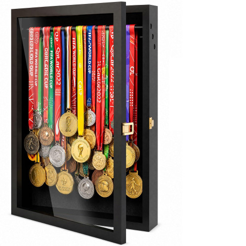 Medal Hanger Display Case, Medal Holder for Wall Clear View Lockable