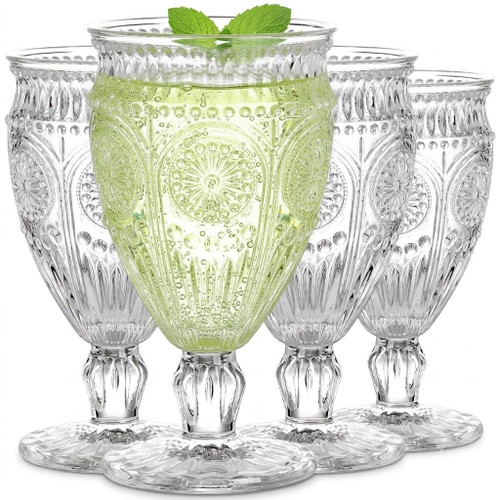 Darlion 4pcs Goblets, Irish Coffee Glasses, 12oz Goblet Glasses for Coffee
