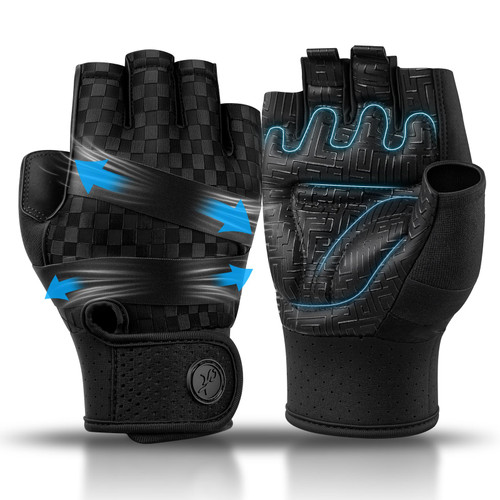 HOAOPINY Workout Gloves Padded Weight Lifting Gloves for Men/Women, [3MM Gel] Fingerless Grip Gym Fitness Gloves Exercise Black-XXL
