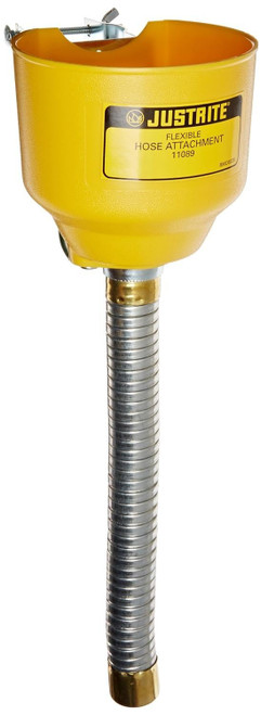 Justrite 11089 Bolt-On Funnel with Galvanized Hose, 1" OD x 14" Length, for Steel Can