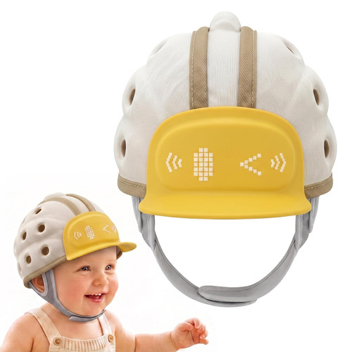 Buoydas Baby Head Protector Helmet, 360° Breathable Baby Head Protector for Crawling Walking, Infant Soft Helmet, 12–36 Months Ultra-Lightweight Adjustable EVA Anti-Collision Helmet (Chestnut Brown)