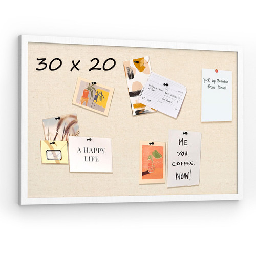 Amoard White Bulletin Board with Linen, 30''x20'' Inch Cork Board