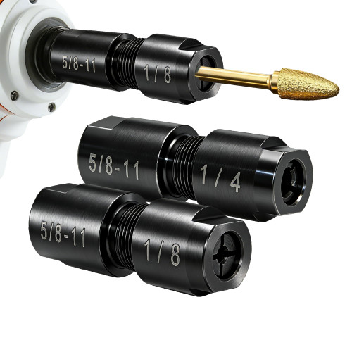 2-Pack Angle Grinder to Die Grinder Adapter, 5/8”-11 to 1/4" & 1/8" Collet, Heavy-Duty Metal Conversion Kit for Rotary Burrs, Wood Carving & Metal Polishing, Fits Angle Grinders, Drills & Rotary Tools