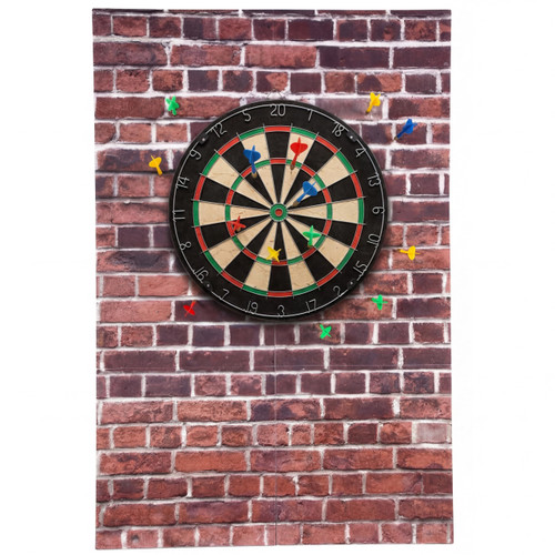 Tudomro Felt Dart Board Wall Protector Brick Dartboard Surround Backing 36" 24" 0.5" Self Adhesive Foldable Tile Removable Dart Wall Protection Mat for Basement Garage Alternative Cork Board(Red)