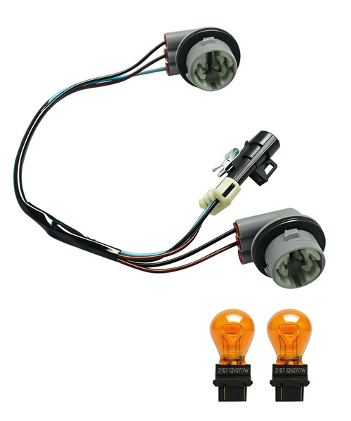 16530324 Turn Signal Wiring Harness with Bulb Fits for GMC Canyon 2004-2012 Chevrolet Colorado 2004-2012 Front Turn Signal Light Wiring Harness, Replaces 19121867 19329485