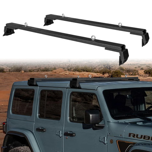 TIOYAR 300 LBS Roof Rack Cross Bars with 4 Pcs LED Lights Bar Compatible for 2007-2026 Jeep Wrangler JK JKU JL JLU & Jeep Gladiator JT & 84-01 Jeep Cherokee XJ Hardtop, Roof Rail Crossbars Rooftop