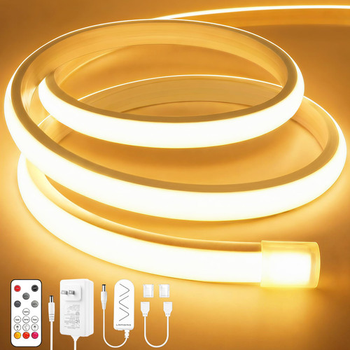 Lamomo COB LED Strip Lights 32.8ft, Warm White Dimmable Rope with Remote