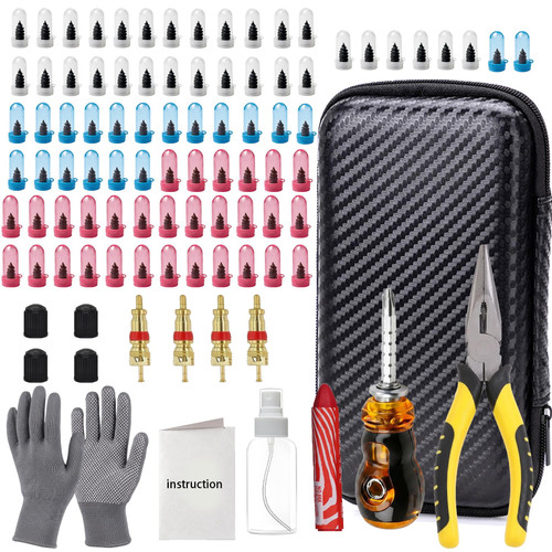 86pcs Tire Repair Screws Plug Kit, Professional Vacuum Tire Plug Kit, Quick Tool Screw In Tire Plugs, Self-Service Tire Repair Rubber Nail Kit For Car, Motorcycle, Truck, Tractor Tire Puncture Repair
