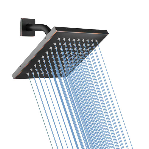 Oil Rubbed Bronze Shower Head Blucky 8 inch High Pressure Square Rain Shower Head Luxury Modern Look Bathroom Rainfall Showerhead 304 Stainless Steel Ultra Thin Shower Head