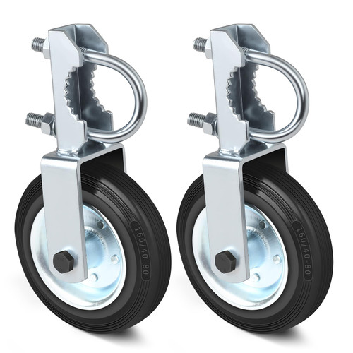 Mofeez Gate Wheel for Metal Swing Gate with 1-5/8" Thru 2" Gate Frames, Gate Support Wheel for Chain Link Fence (Set of 2)