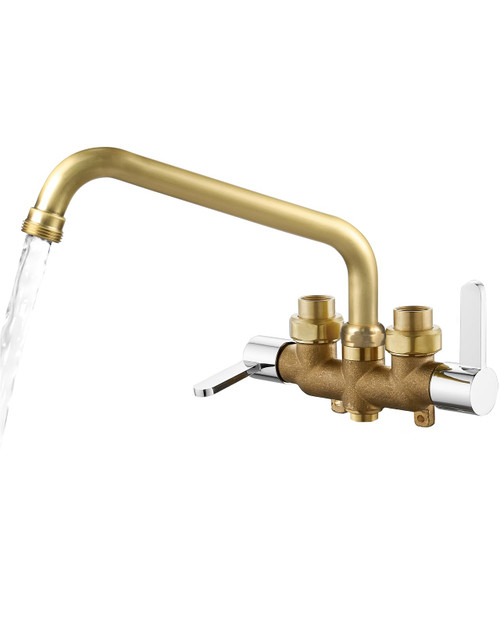 Aolemi Laundry Utility Sink Faucet,Wall Mount,9 Inch Spout,Chrome and Brass