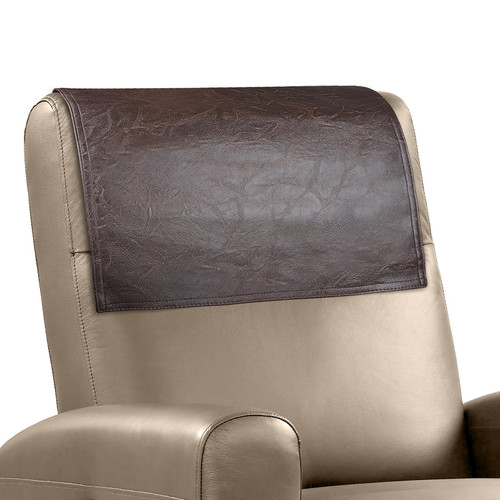 NZDWZDN Recliner Headrest Protector Faux Leather Headrest Cover for Recliner Chair Couch Headrest Cover for Furniture Sofa Protector Chair Arm Covers for Home Office 17 x 27In(Chocolate Brown)