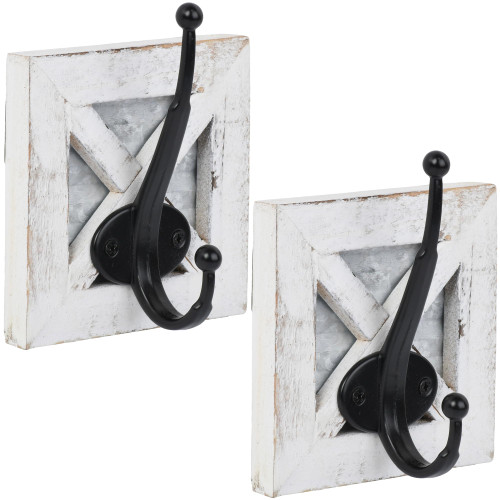 Autumn Alley Farmhouse Bathroom Decor White Hooks, Towel, Coat, and Robe Hooks for Bathroom Farmhouse Wall Mounted, Rustic Wall Decor, 2 Pack, White