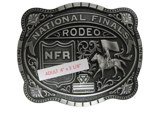 Hesston 2024 National Finals Rodeo Belt Buckle, Adult 4" x 3 1/8" NFR Belt Buckle Hesston 2024 National Finals Rodeo Belt Buckle, Adult 4" x 3 1/8" NFR Belt Buckle