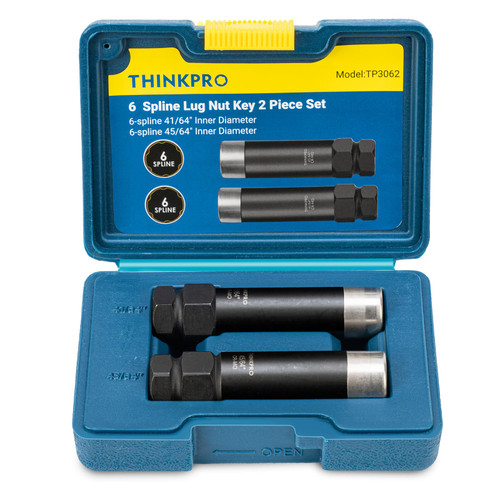 Thinkpro 6 Spline Lug Nut Socket Set, 2 Piece, 41/64"&45/64", M12x1.25 Key